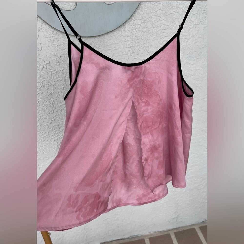 Pink DKNY Tank Open Back Top Black Contrast and Adjustable Spaghetti Straps S Sz - Picture 4 of 10